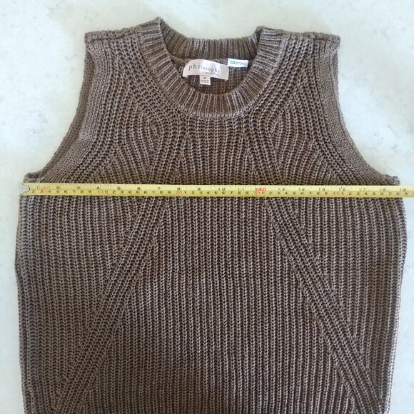 Philosophy sleeveless thick knit sweater olive brown Medium - Picture 16 of 16